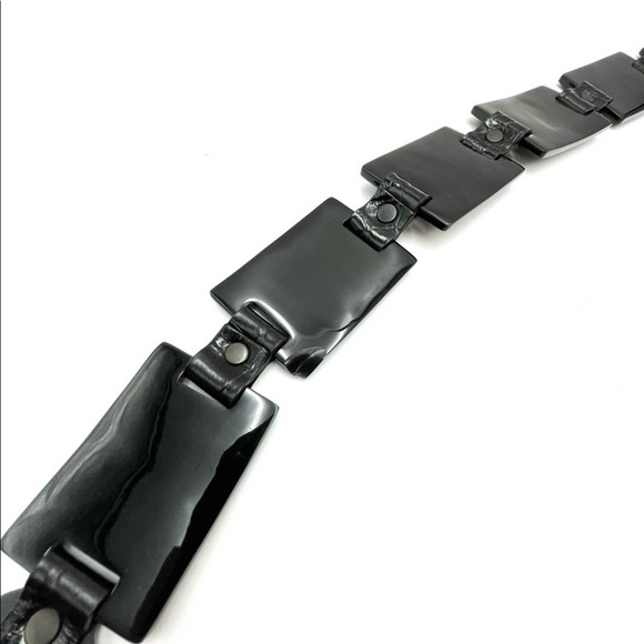 VINTAGE Belt Italian leather acrylic links euc - Picture 5 of 7